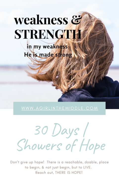 When we are weak there is hope. In our weakness God is made strong. Reach out